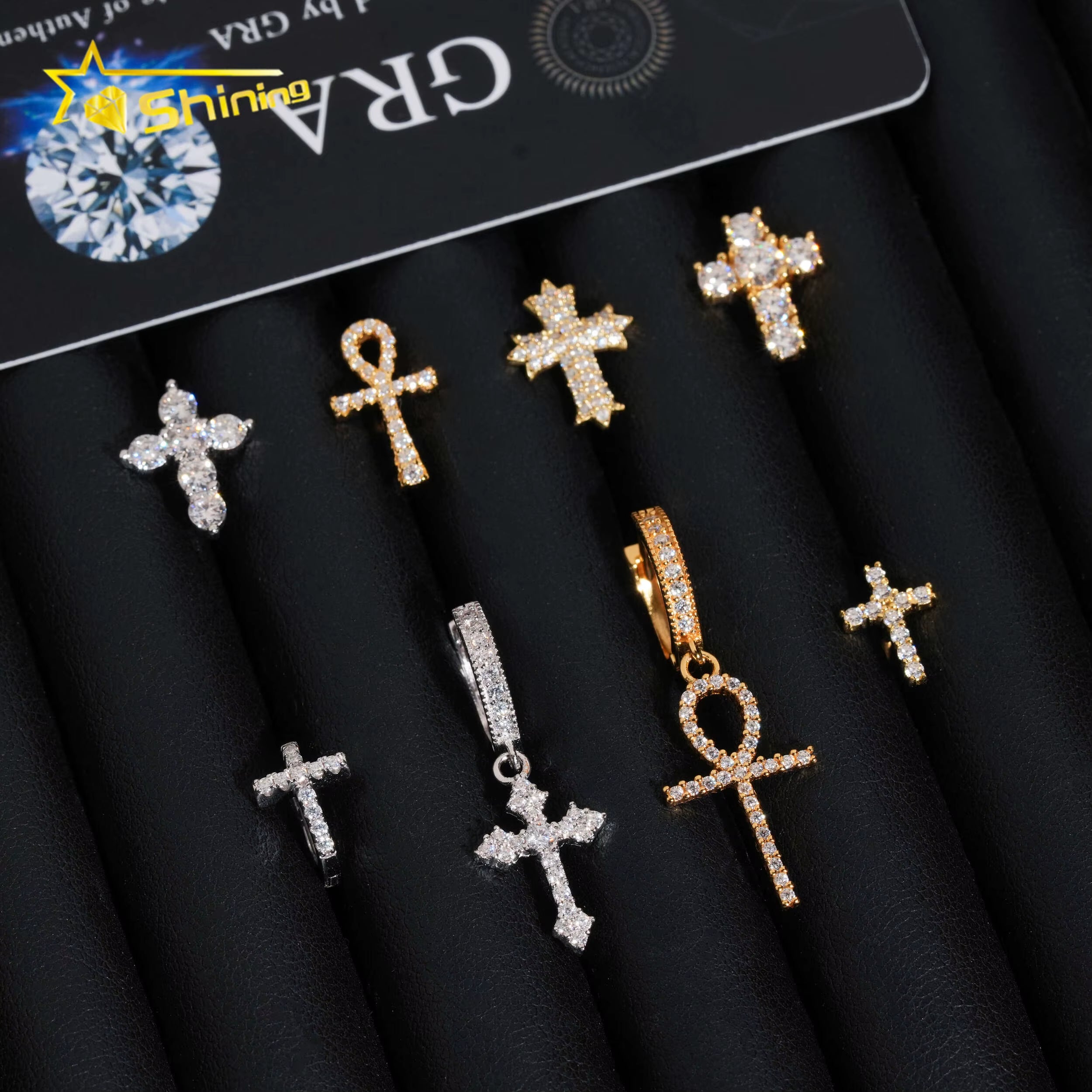 Cheapest RTS Moissanite Cross Earring Fine Jewelry Gold Plated 925 Sterling Silver Iced Out VVS Moissanite Earrings