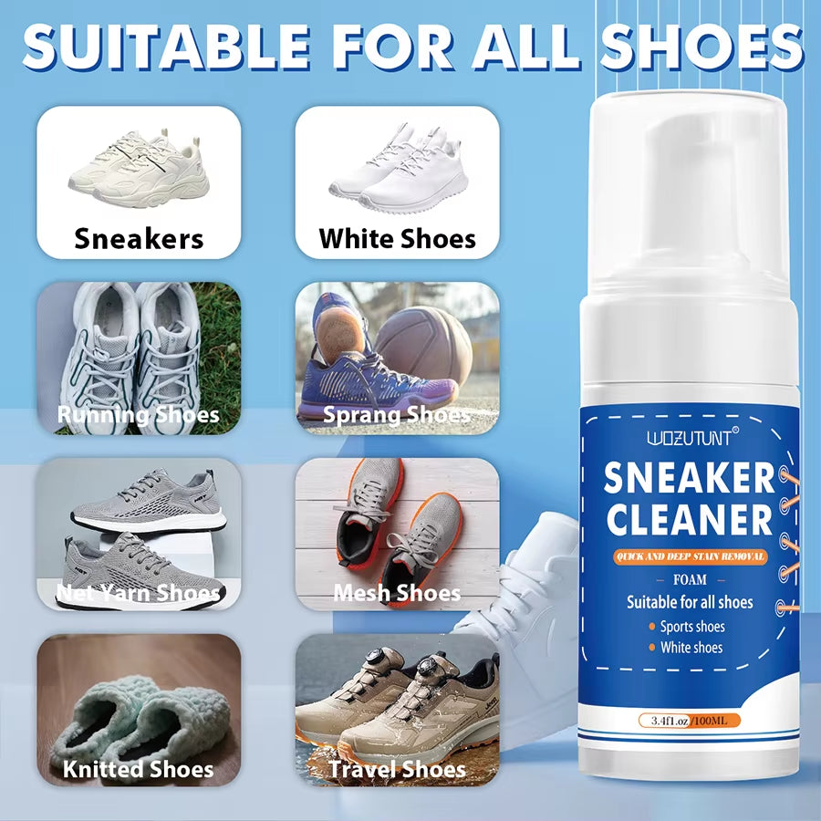 Sneaker Cleaner White Shoe Leather Shoes Decontamination Whitening Foam Mousse Shoe Dirt and Yellow Stain Cleaning Care Products