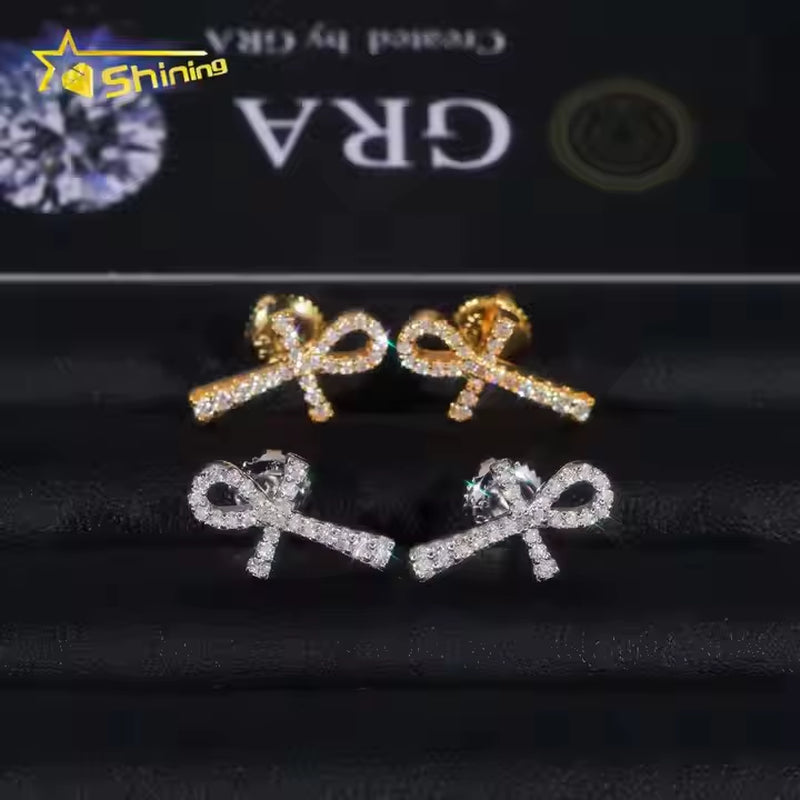Cheapest RTS Moissanite Cross Earring Fine Jewelry Gold Plated 925 Sterling Silver Iced Out VVS Moissanite Earrings