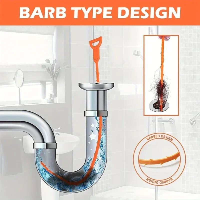 3PCS Pipeline Unclogger Drainage Blockage Remover Sink Bathroom Pipeline Garbage Hair Sewer Blockage Cleaning Tool