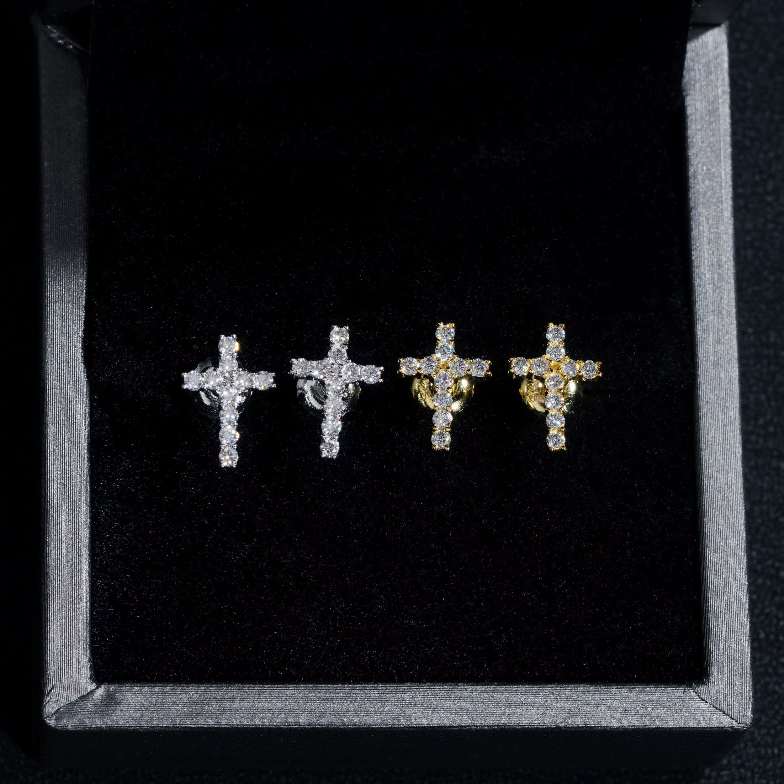 Cheapest RTS Moissanite Cross Earring Fine Jewelry Gold Plated 925 Sterling Silver Iced Out VVS Moissanite Earrings