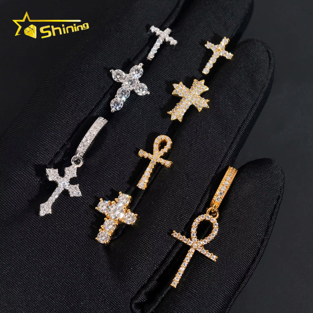 Cheapest RTS Moissanite Cross Earring Fine Jewelry Gold Plated 925 Sterling Silver Iced Out VVS Moissanite Earrings