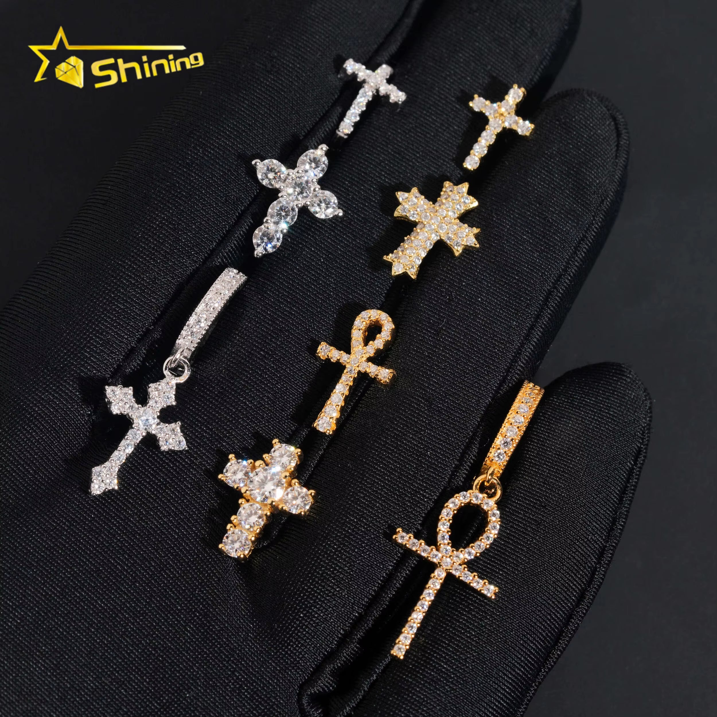 Cheapest RTS Moissanite Cross Earring Fine Jewelry Gold Plated 925 Sterling Silver Iced Out VVS Moissanite Earrings