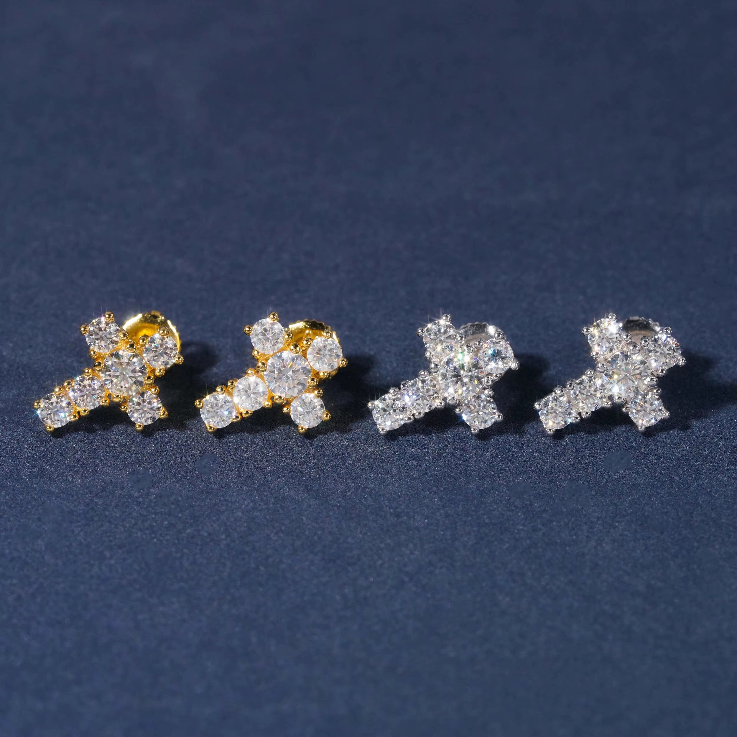 Cheapest RTS Moissanite Cross Earring Fine Jewelry Gold Plated 925 Sterling Silver Iced Out VVS Moissanite Earrings